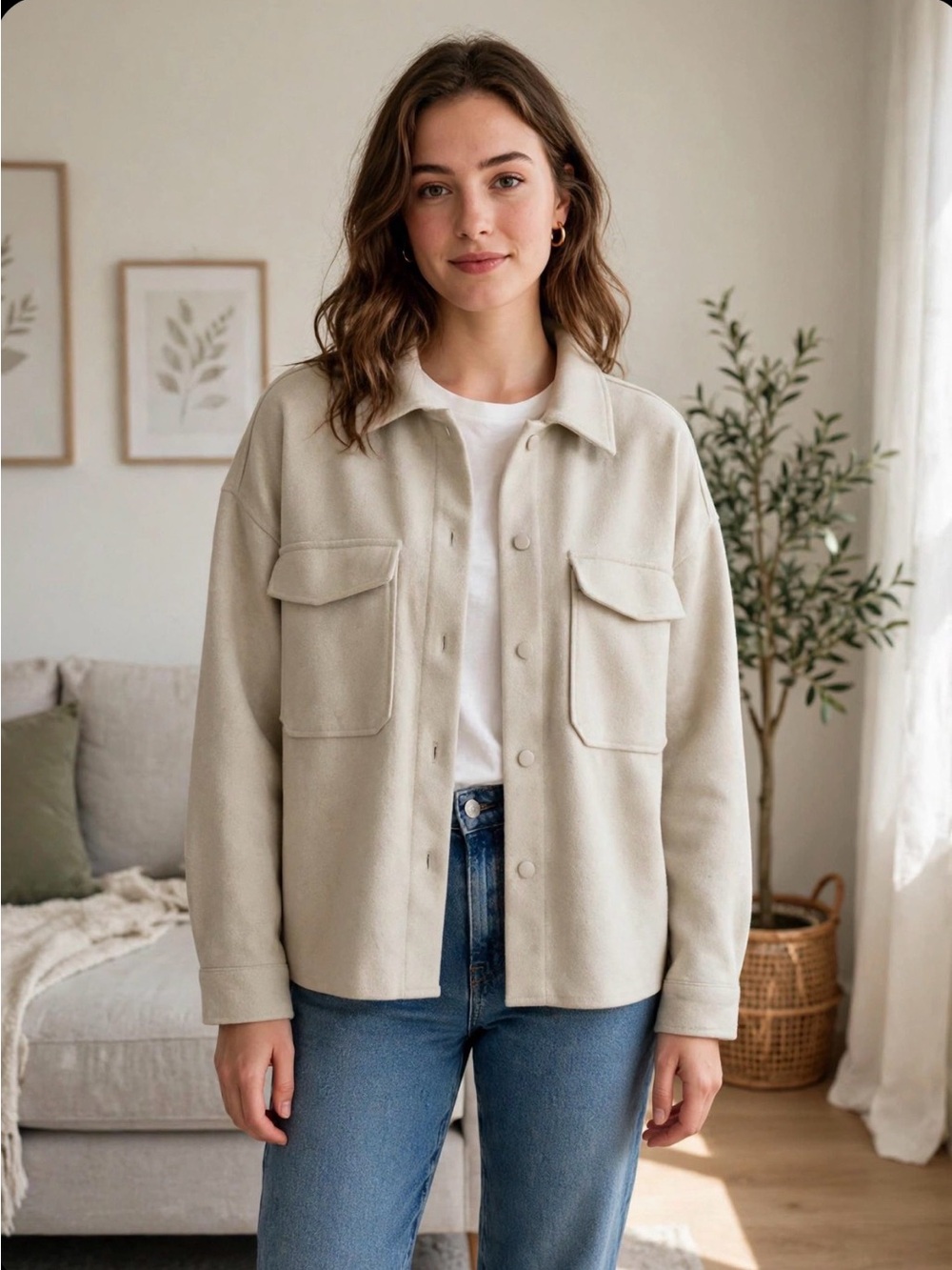 Primark oversized shacket in light stone